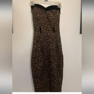 Collectif Strapless Leopard Print Dress
